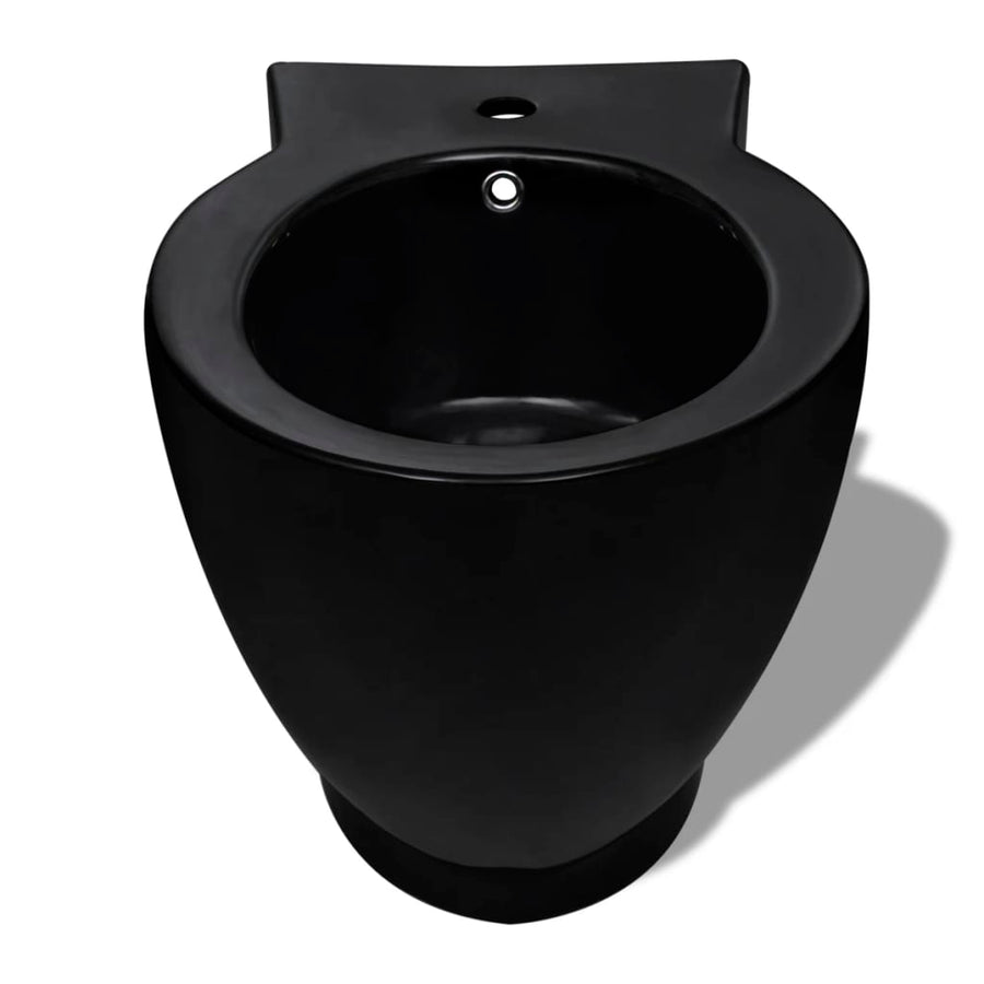 Toilet- En Bidetset Staand Keramiek Zwart