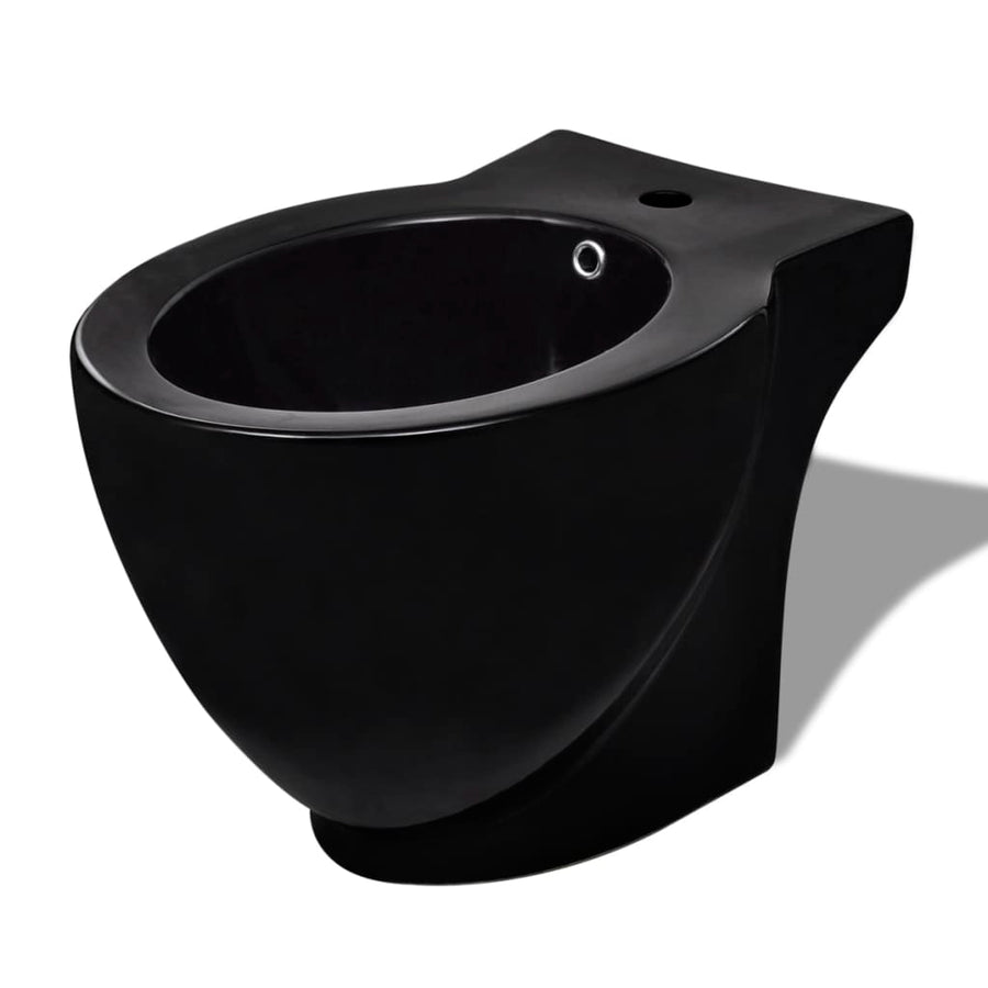 Toilet- En Bidetset Staand Keramiek Zwart