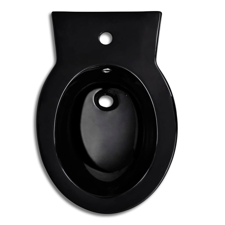 Toilet- En Bidetset Staand Keramiek Zwart