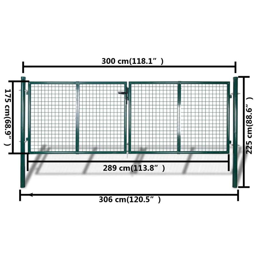 Tuinpoort modern hekwerk 289 x 175 cm / 306 x 225 cm (donkergroen) 306 x 225 cm