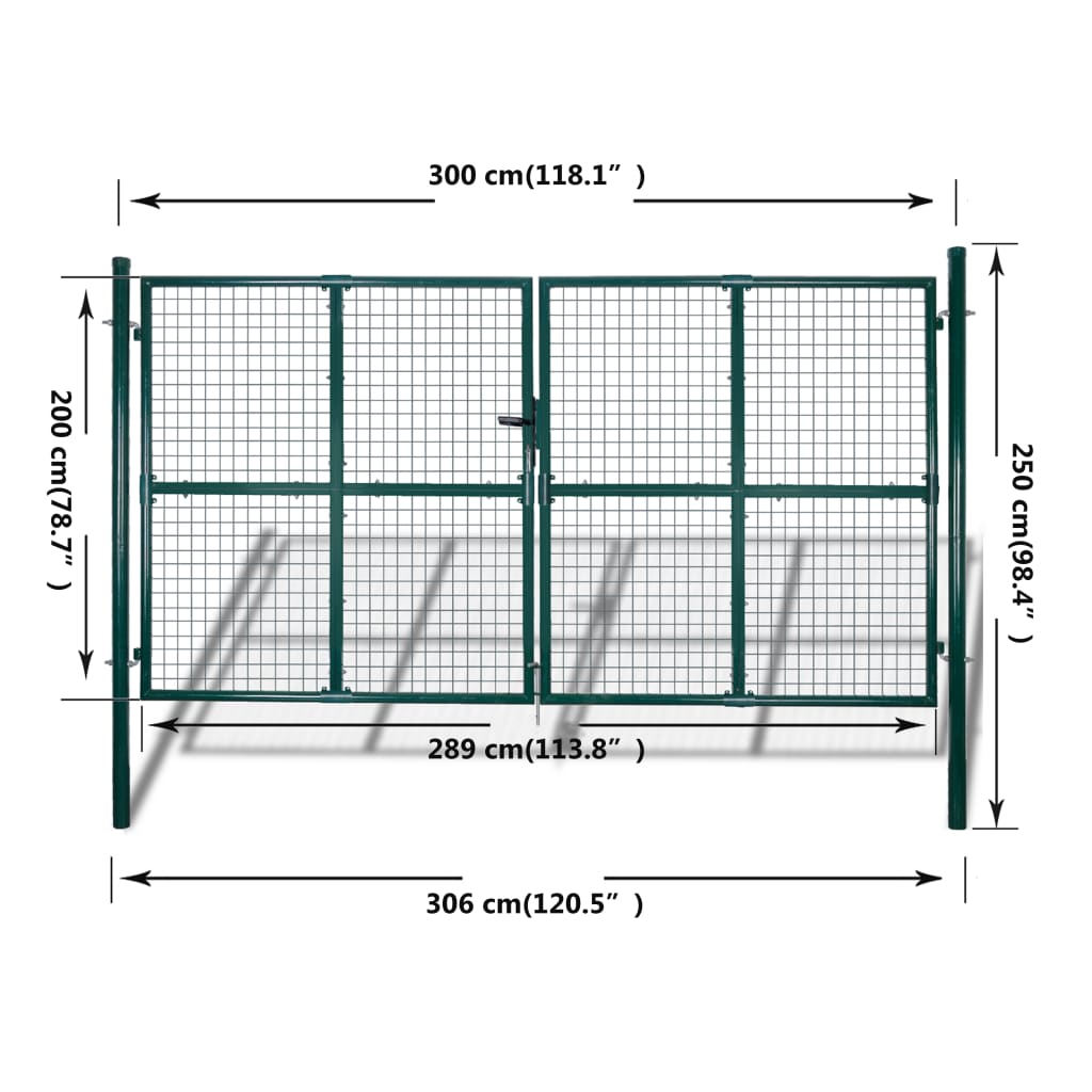 Tuinpoort modern hekwerk 289 x 200 cm / 306 x 250 cm (donkergroen) 306 x 250 cm