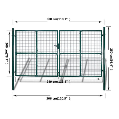 Tuinpoort modern hekwerk 289 x 200 cm / 306 x 250 cm (donkergroen) 306 x 250 cm