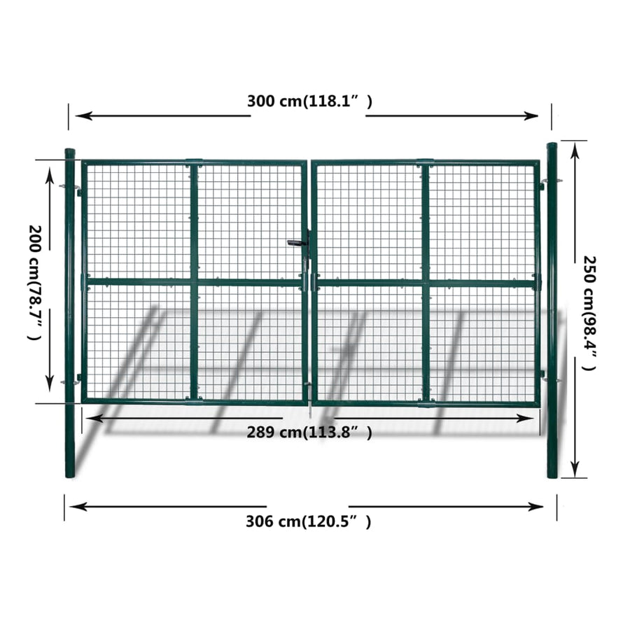 Tuinpoort modern hekwerk 289 x 200 cm / 306 x 250 cm (donkergroen) 306 x 250 cm