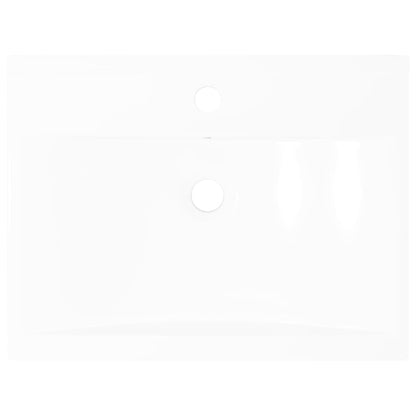 Wastafel Met Kraangat Rechthoekig 60X46 Cm Keramiek Wit