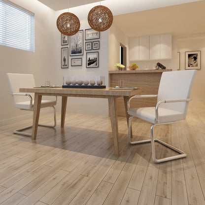 Eetkamerstoelen Kunstleer 2 Wit