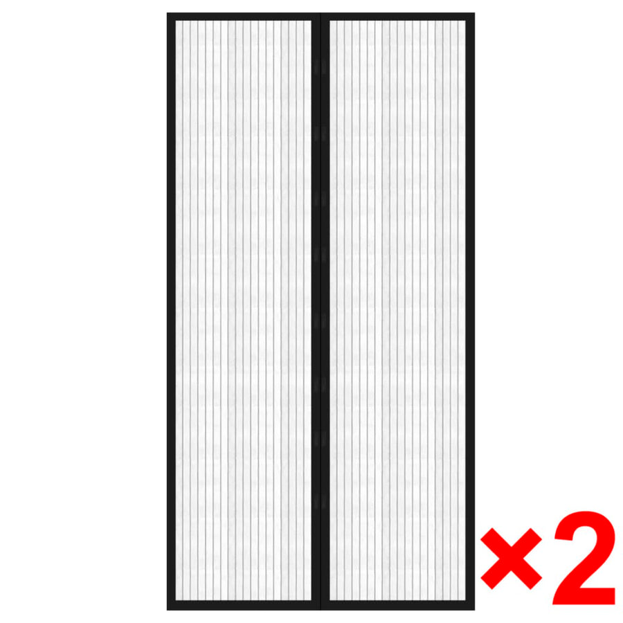 Insectendeurgordijnen 2 St Magnetisch Zwart 210 x 100 cm