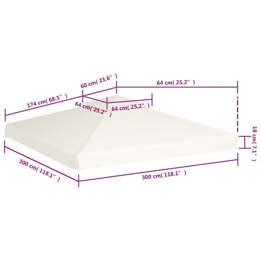 Vervangend Tentdoek Prieel 310 G/M² Wit 3 x 3 m Crème