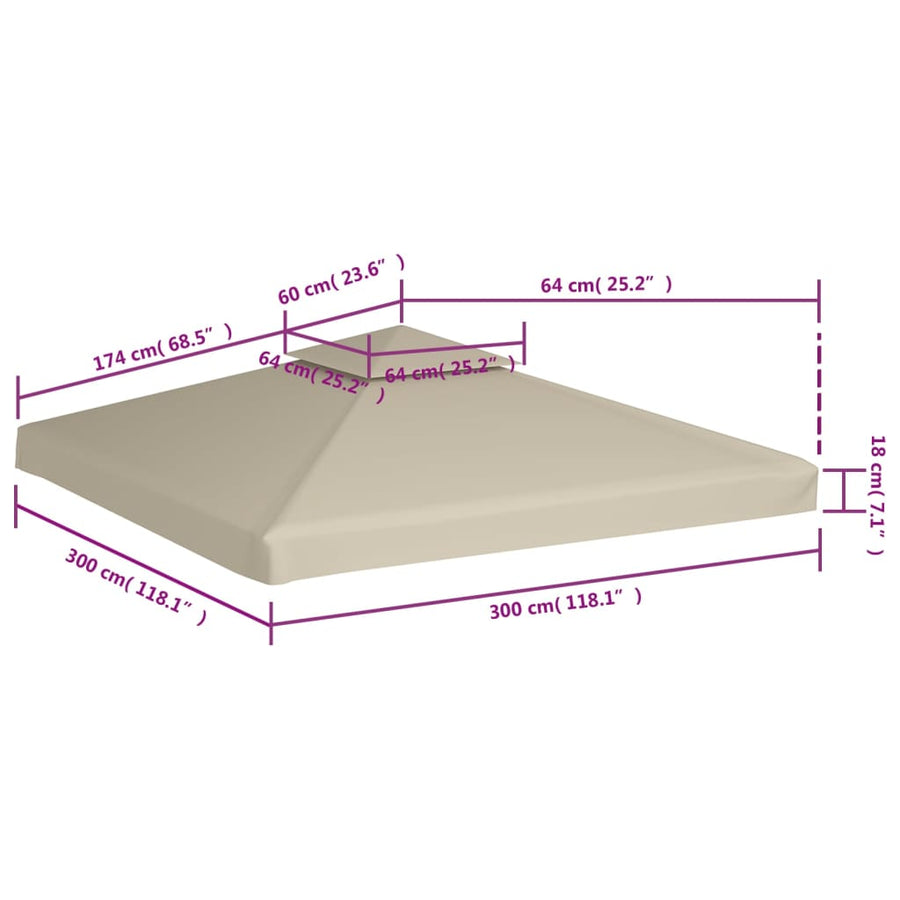 Vervangend Tentdoek Prieel 310 G/M² 3 x 3 m Beige