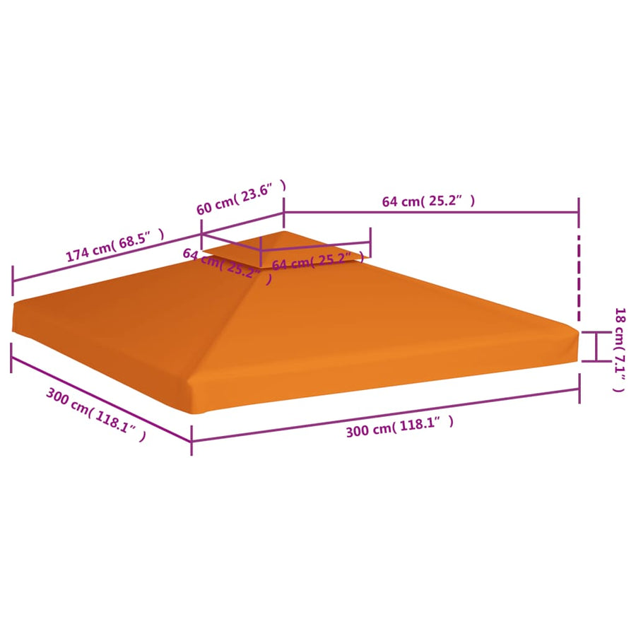Vervangend Tentdoek Prieel 310 G/M² Oranje 3 x 3 m orange