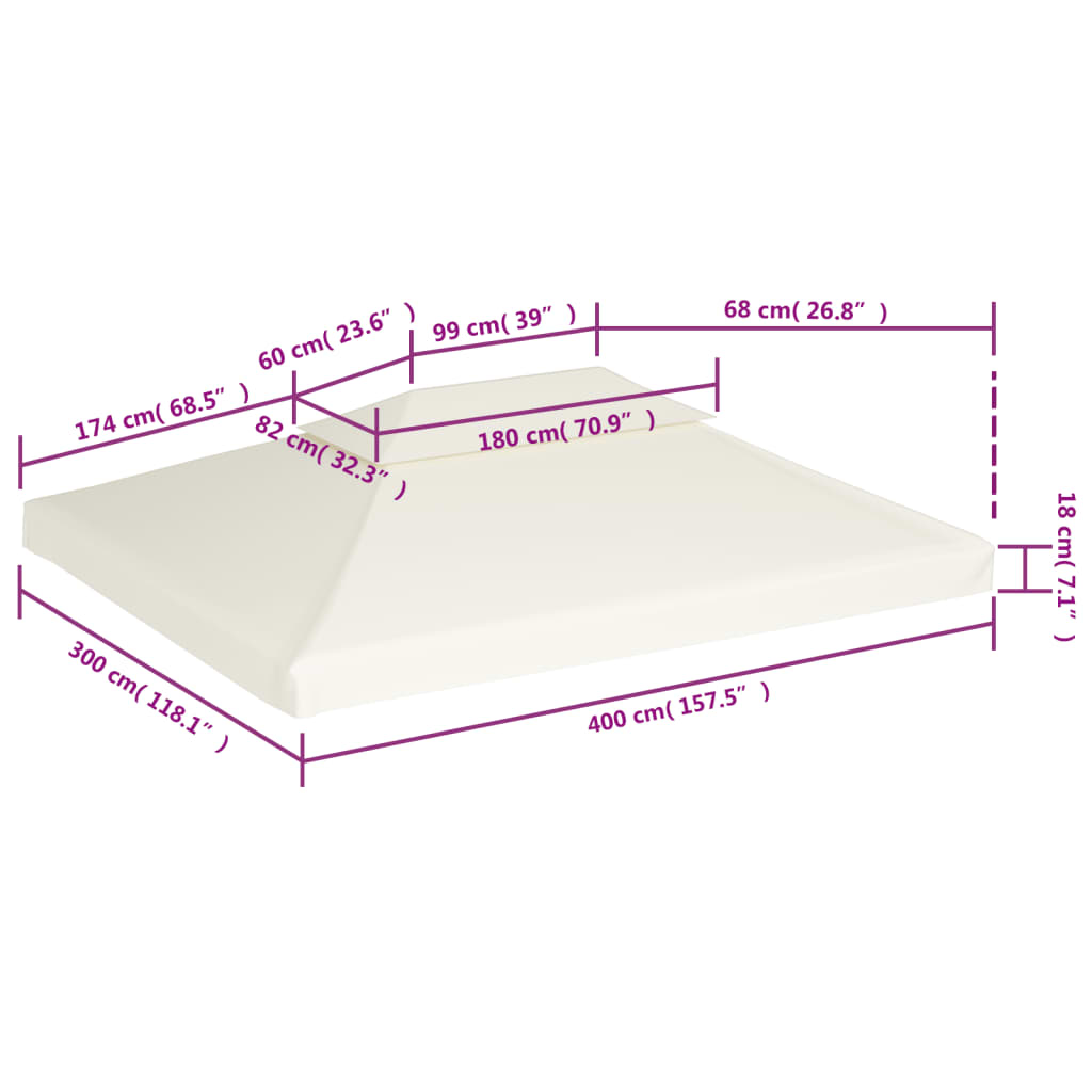Vervangend Tentdoek Prieel 310 G/M² Wit 3 x 4 m Crème