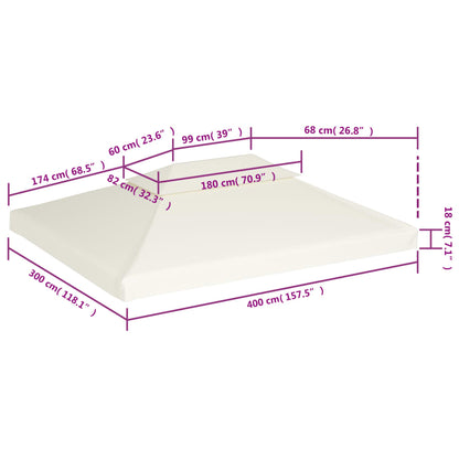 Vervangend Tentdoek Prieel 310 G/M² Wit 3 x 4 m Crème