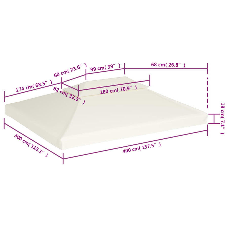 Vervangend Tentdoek Prieel 310 G/M² Wit 3 x 4 m Crème