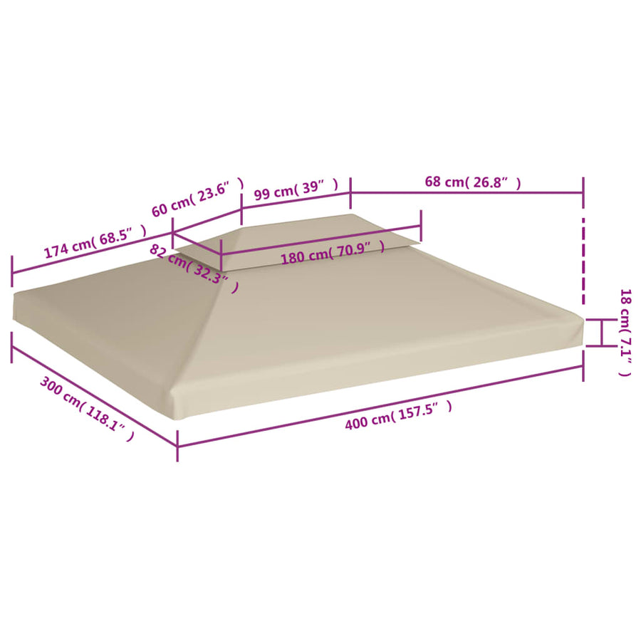 Vervangend Tentdoek Prieel 310 G/M² 3 x 4 m Beige