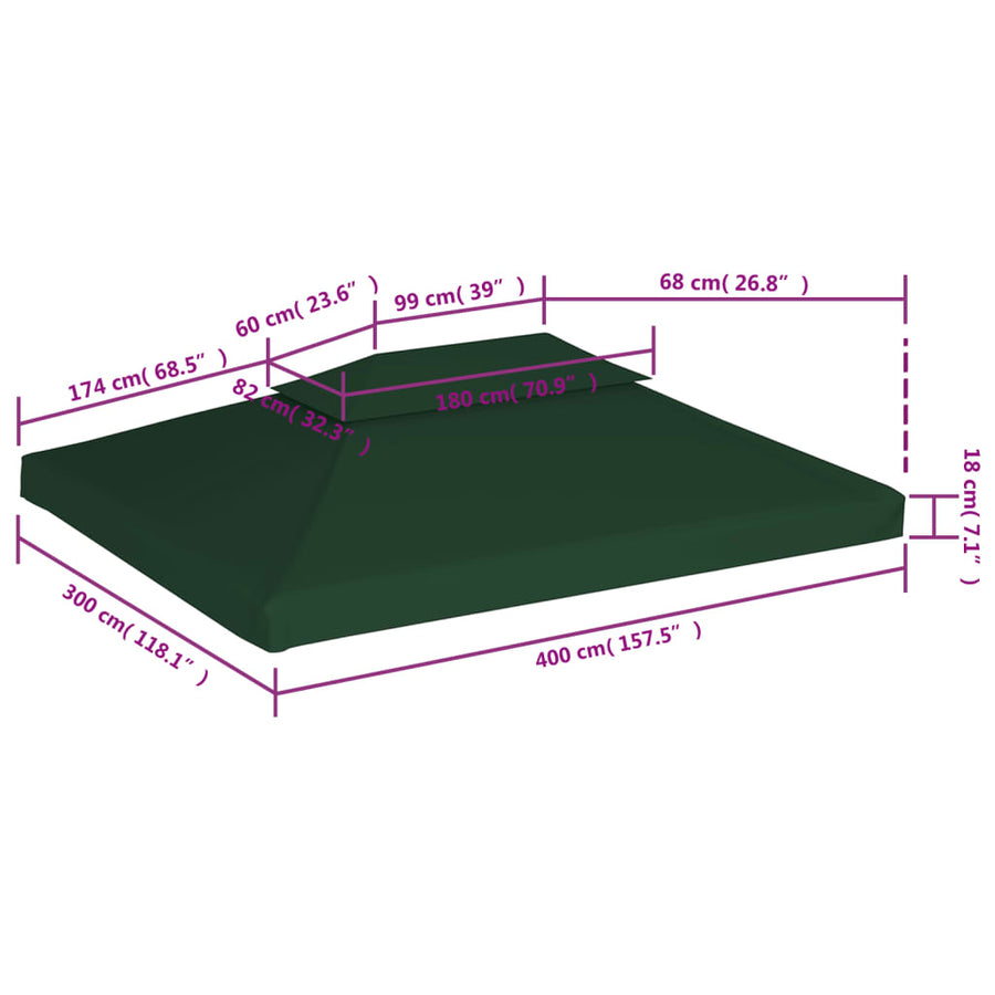 Vervangend Tentdoek Prieel 310 G/M² 3 x 4 m Groen