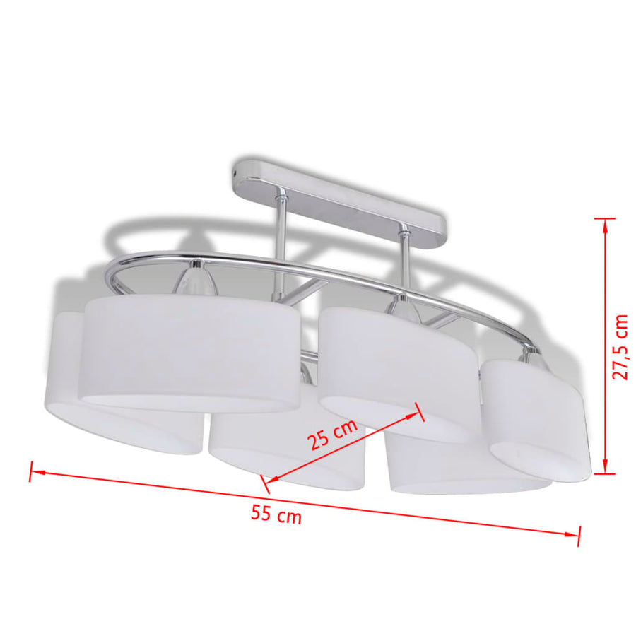 Plafondlamp Met Ellipsvormige Glazen Kappen Xe4 6