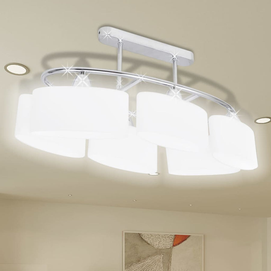 Plafondlamp Met Ellipsvormige Glazen Kappen Xe4 6