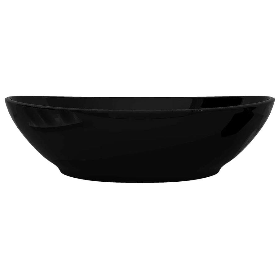 Luxe wastafel ovaal 40x33 cm keramiek zwart Zwart