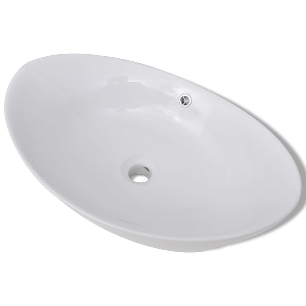 Keramische Wastafel Ovaal 59 X 38,5 Cm Wit