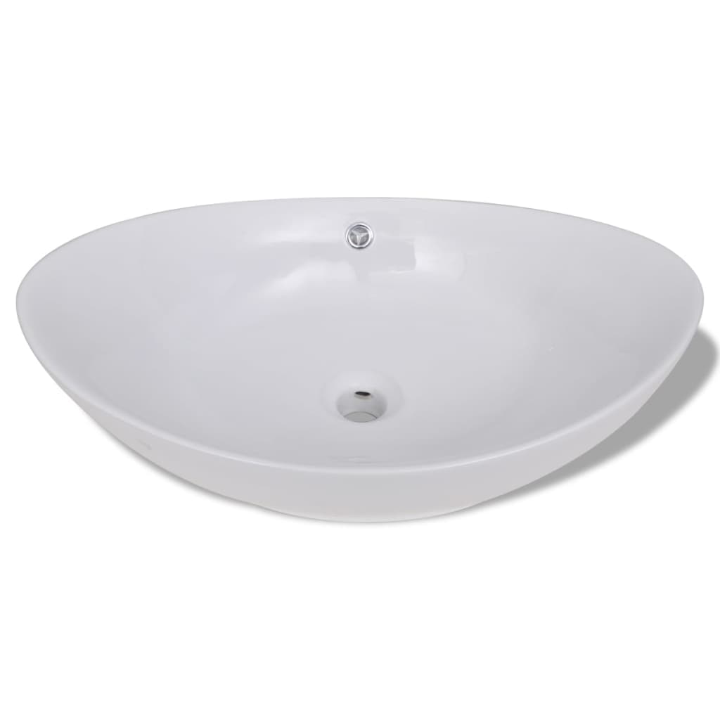 Keramische Wastafel Ovaal 59 X 38,5 Cm Wit