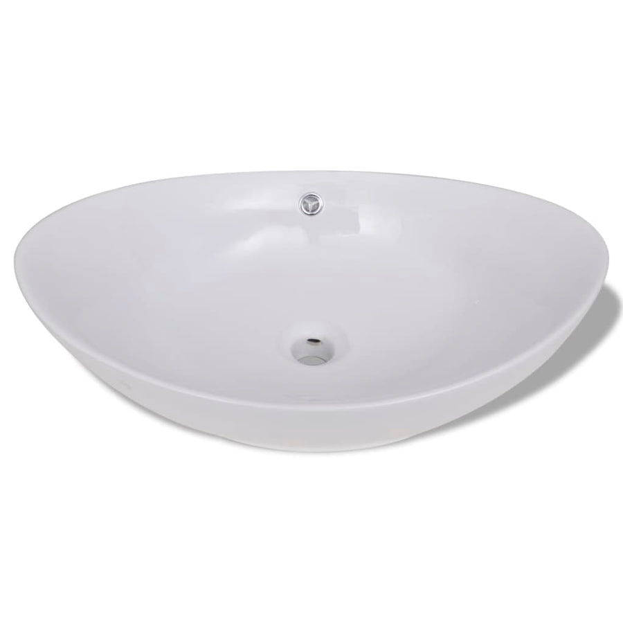 Keramische Wastafel Ovaal 59 X 38,5 Cm Wit