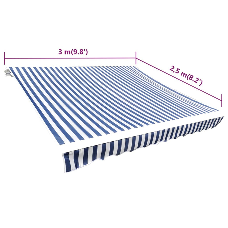 Luifeldoek 3X2,5 M Canvas 300 x 250 cm Blauw en wit