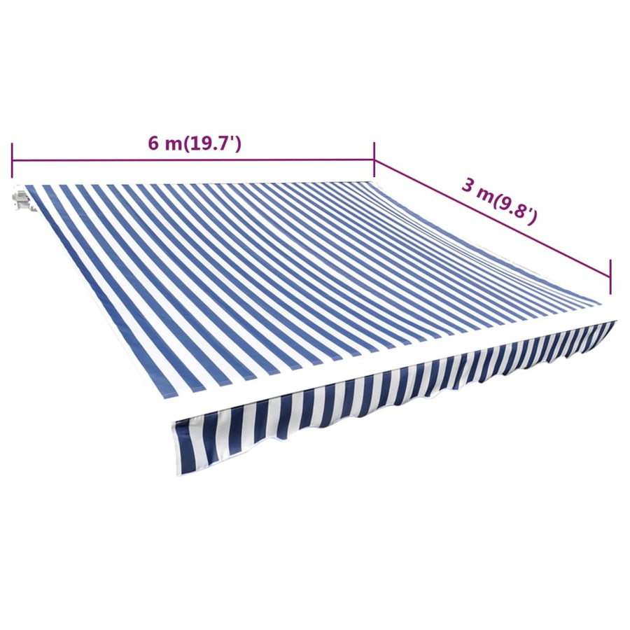 Luifeldoek 6X3 M Canvas 600 x 300 cm Blauw en wit