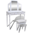 Dressing table with 2 drawers, 3-in-1 mirror and stool white