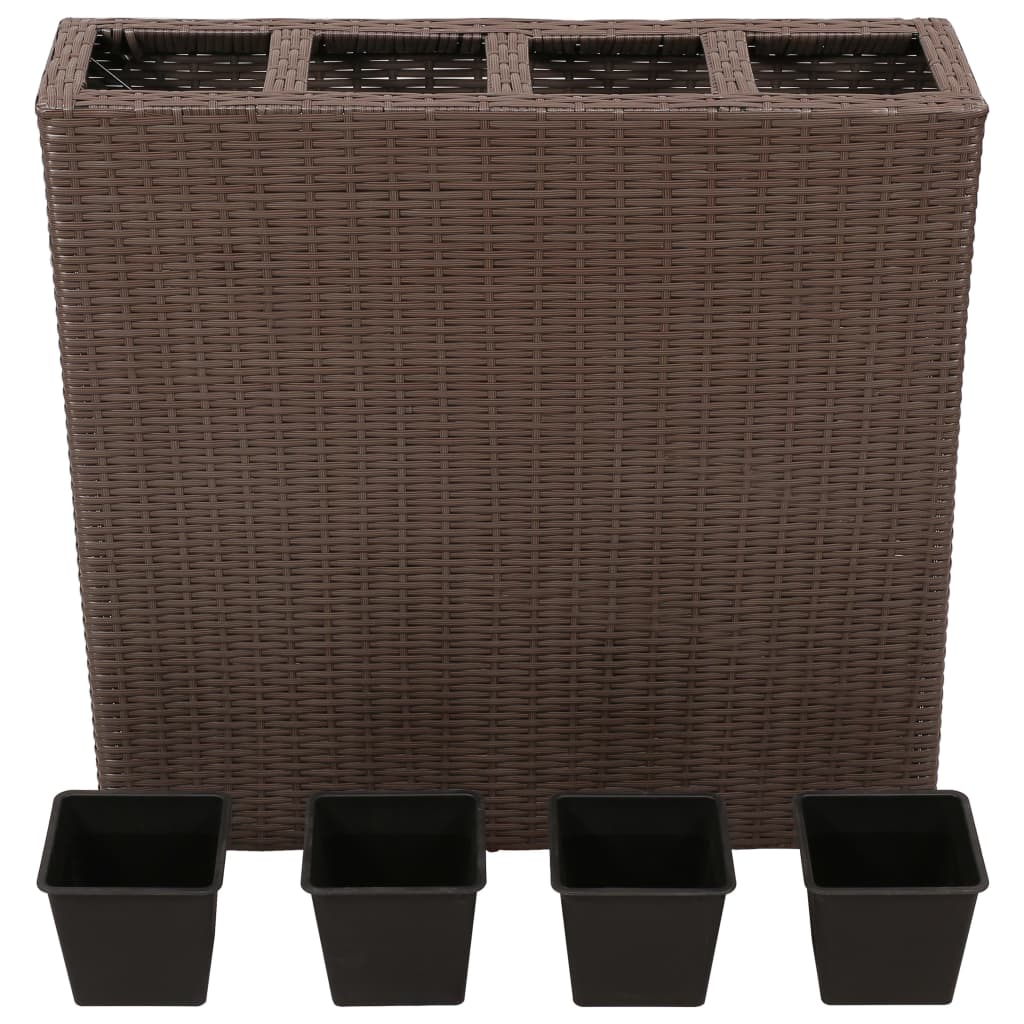 Plantenbak Verhoogd Met Potten Poly Rattan 4 Bruin