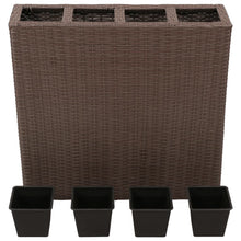 Plantenbak Verhoogd Met Potten Poly Rattan 4 Bruin