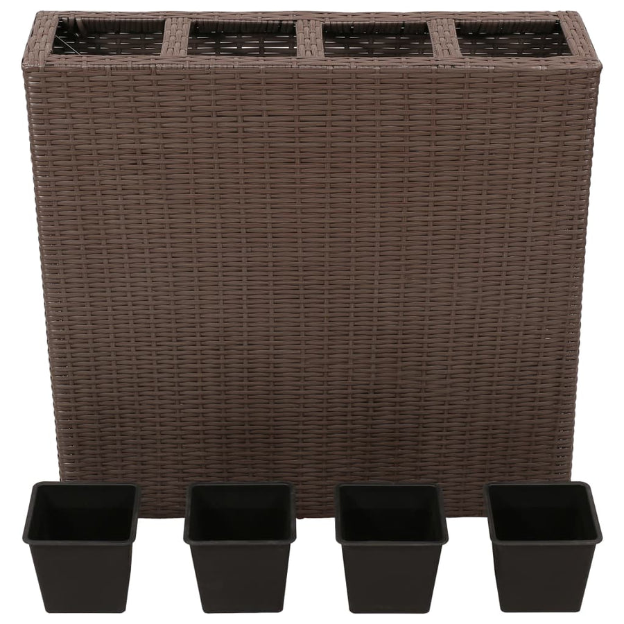 Plantenbak Verhoogd Met Potten Poly Rattan 4 Bruin