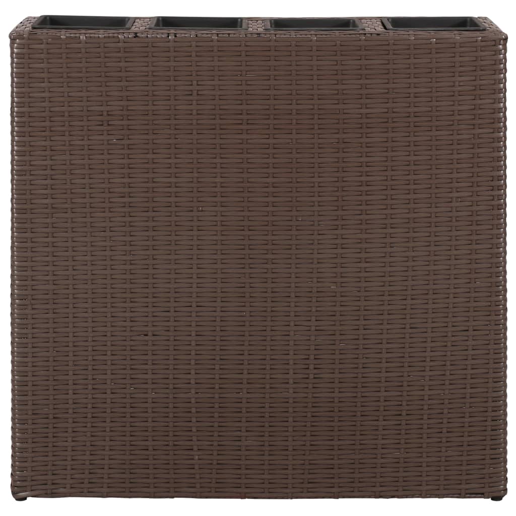 Plantenbak Verhoogd Met Potten Poly Rattan 4 Bruin
