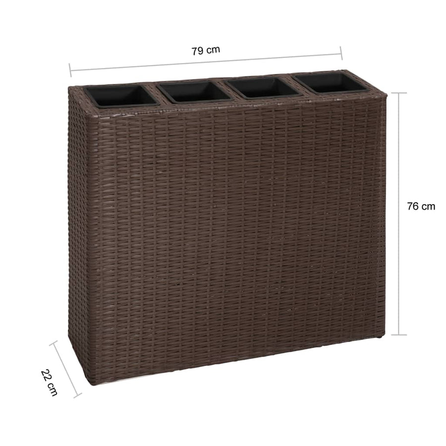 Plantenbak Verhoogd Met Potten Poly Rattan 4 Bruin