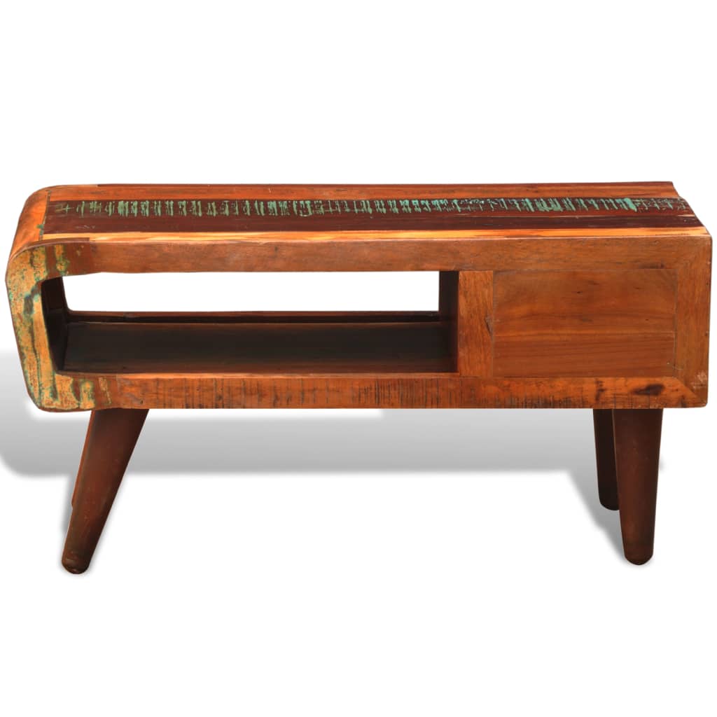 Salontafel Met 1 Gewelfde Rand En 1 Lade Gerecycled Hout