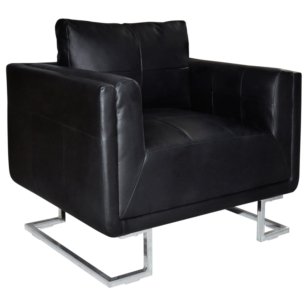 Fauteuil Met Verchroomde Poten Kubus Kunstleer 1