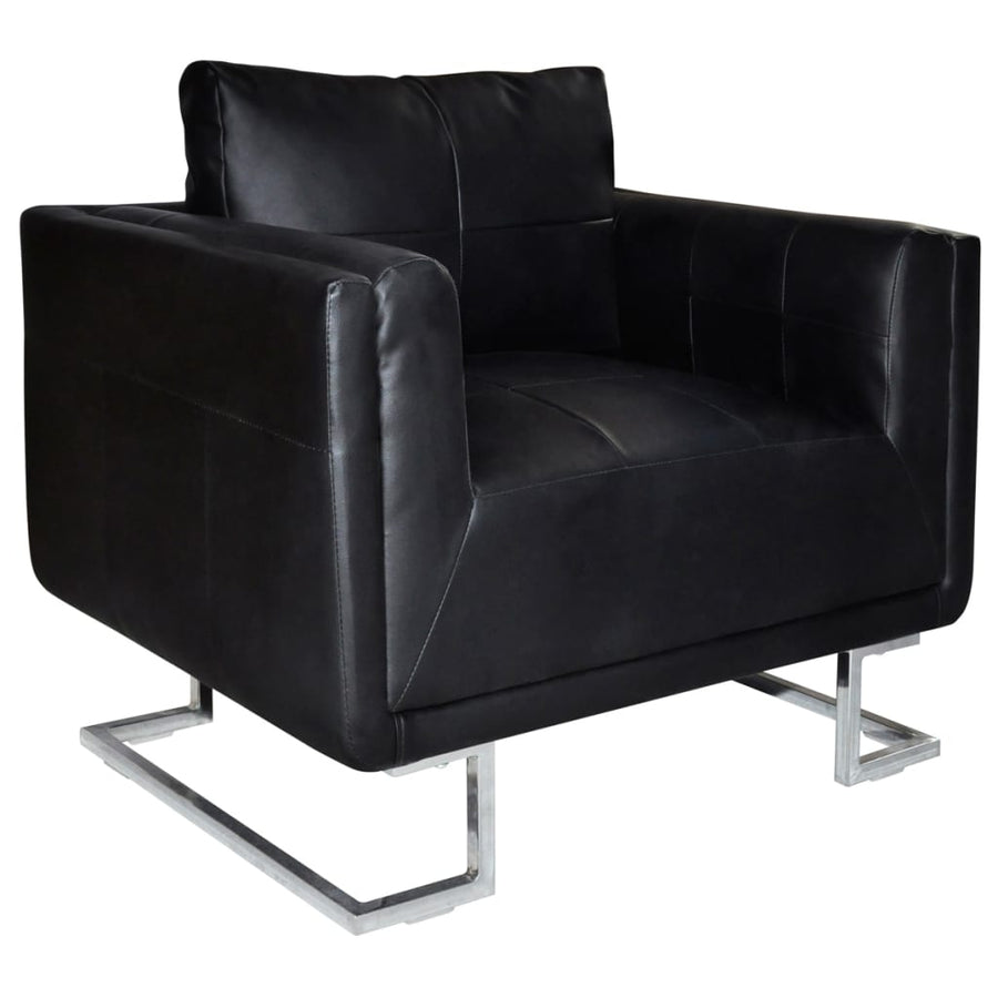 Fauteuil Met Verchroomde Poten Kubus Kunstleer 1