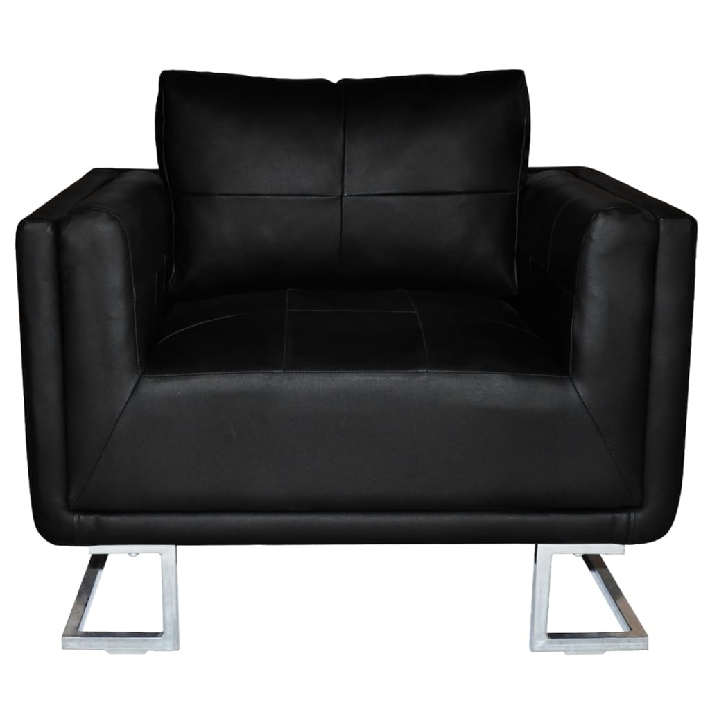 Fauteuil Met Verchroomde Poten Kubus Kunstleer 1
