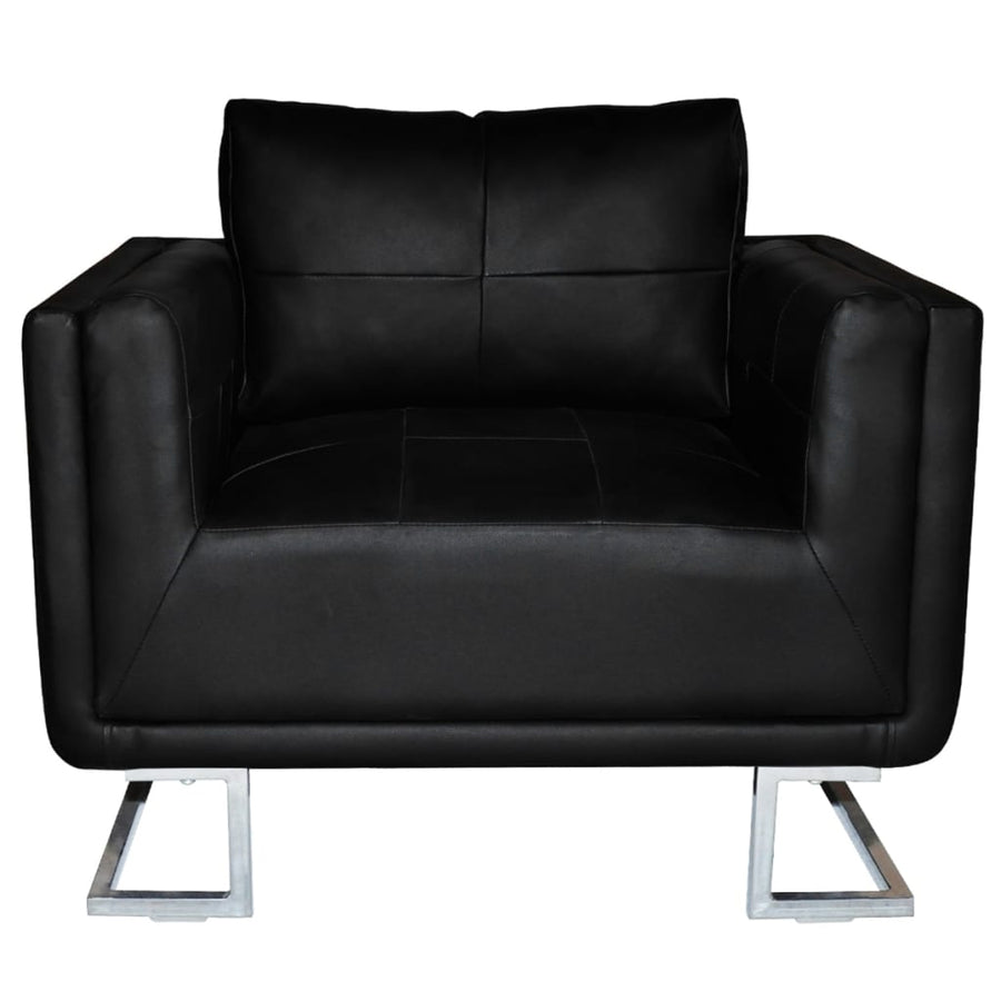 Fauteuil Met Verchroomde Poten Kubus Kunstleer 1