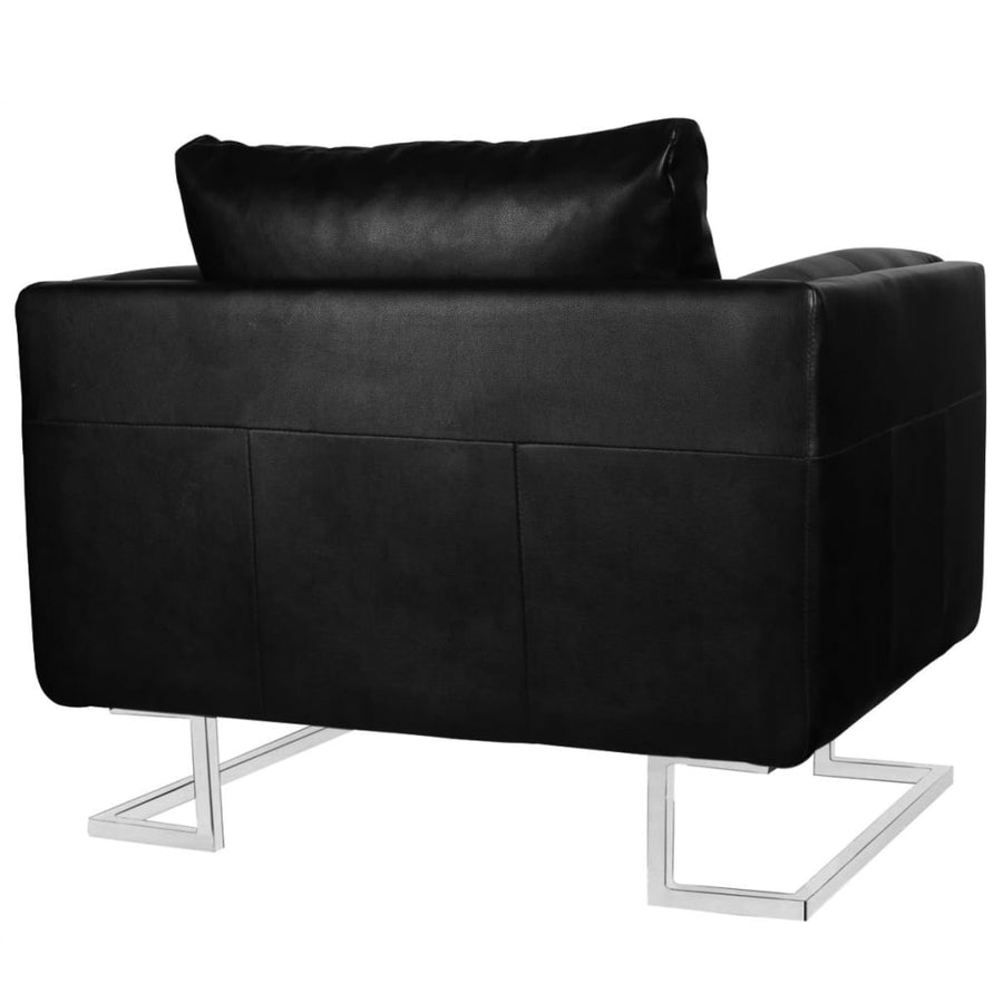 Fauteuil Met Verchroomde Poten Kubus Kunstleer 1