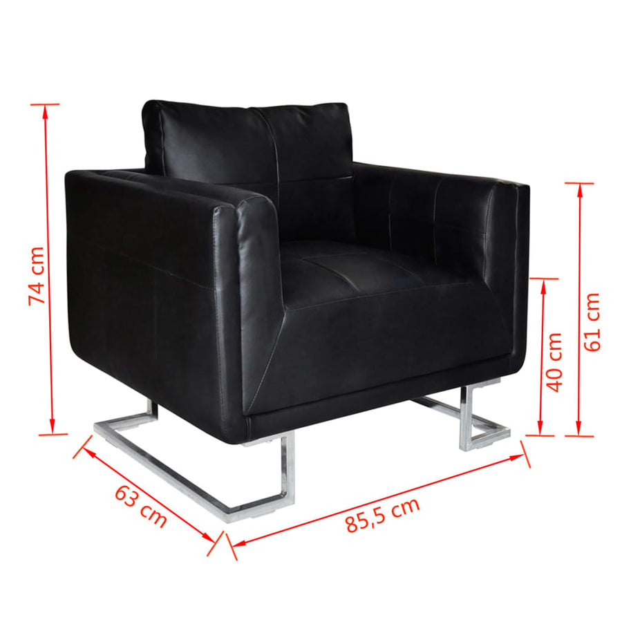 Fauteuil Met Verchroomde Poten Kubus Kunstleer 1