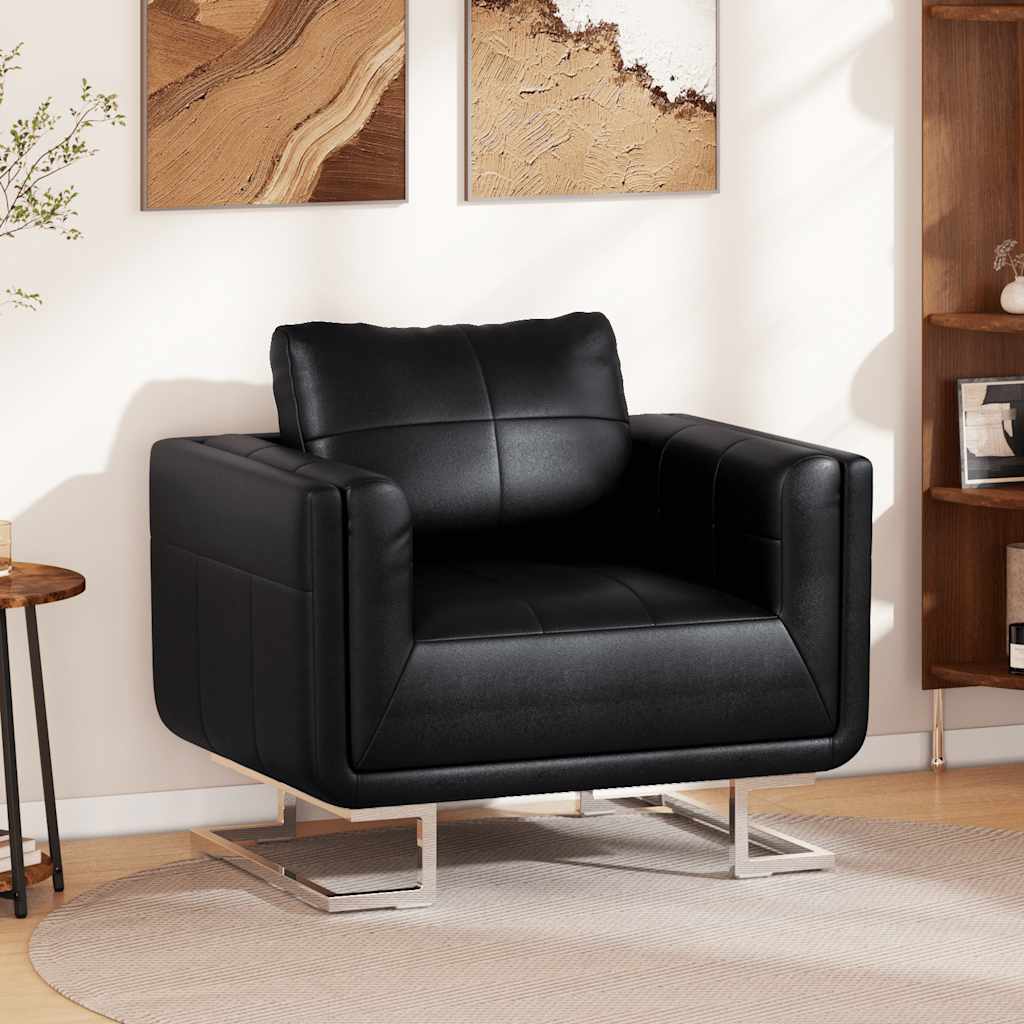 Fauteuil Met Verchroomde Poten Kubus Kunstleer 1