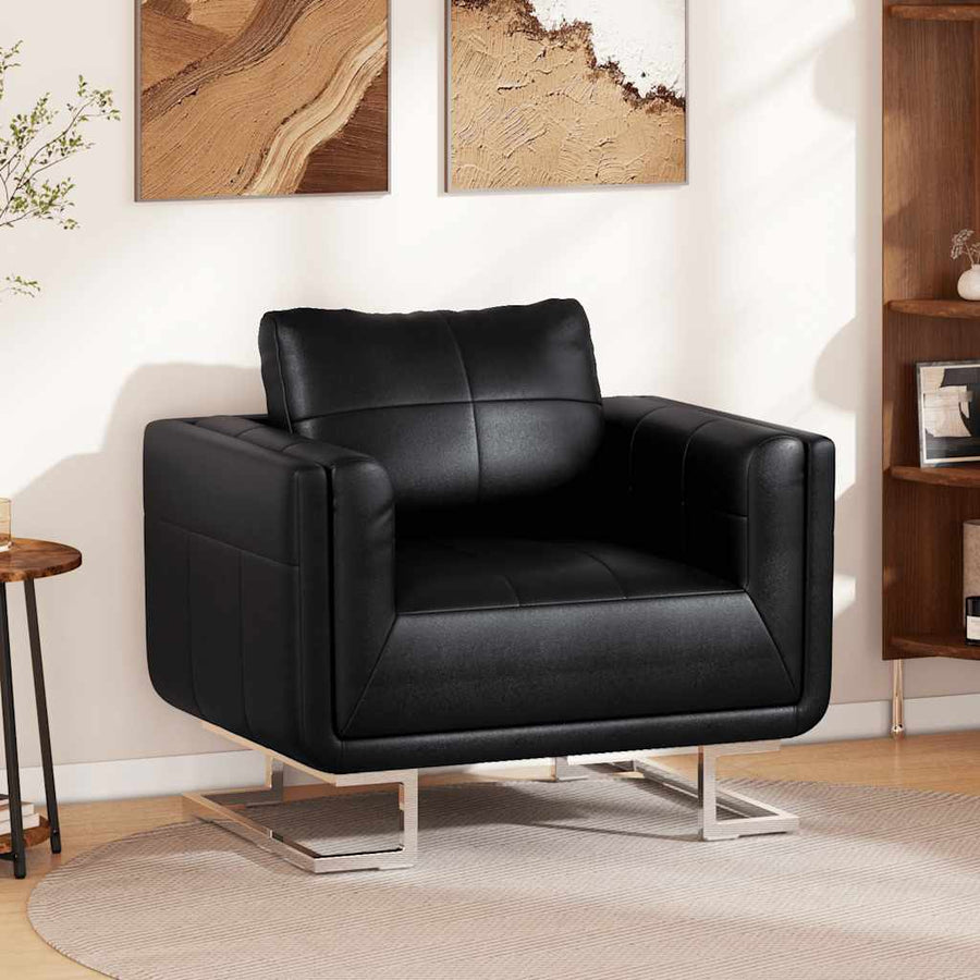 Fauteuil Met Verchroomde Poten Kubus Kunstleer 1