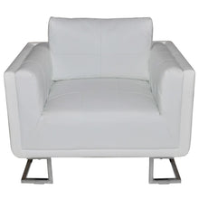 Fauteuil Met Verchroomde Poten Kubus Kunstleer Wit