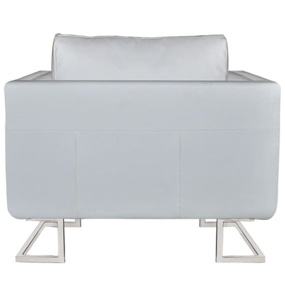 Fauteuil Met Verchroomde Poten Kubus Kunstleer Wit