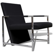 Armchair with chrome legs faux leather black
