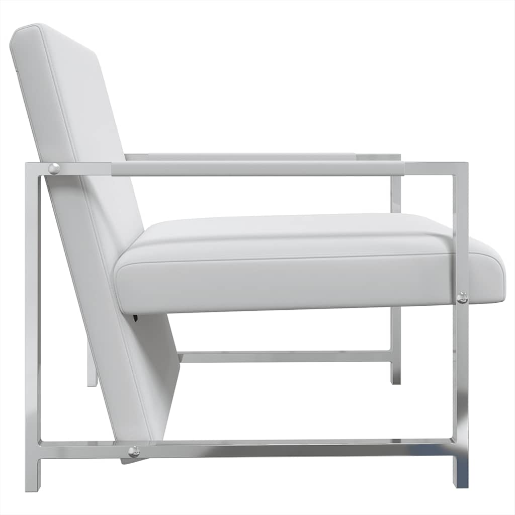 Fauteuil met chromen poten kunstleer wit