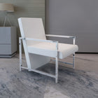 Fauteuil wit kunstleer met chroom poten