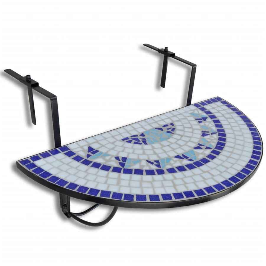 Balkontafel Hangend Mozaïek En Wit Blauw