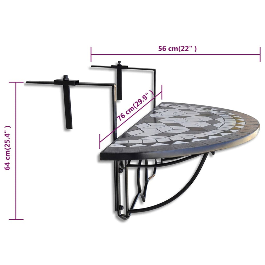 Balkontafel Hangend Mozaïek En Wit Zwart