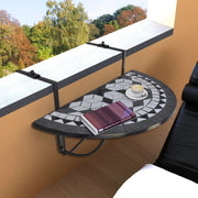 Balkontafel hangend mozaïek wit zwart