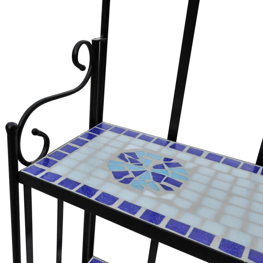 Plantenstandaard Mozaïekpatroon Wit Blauw